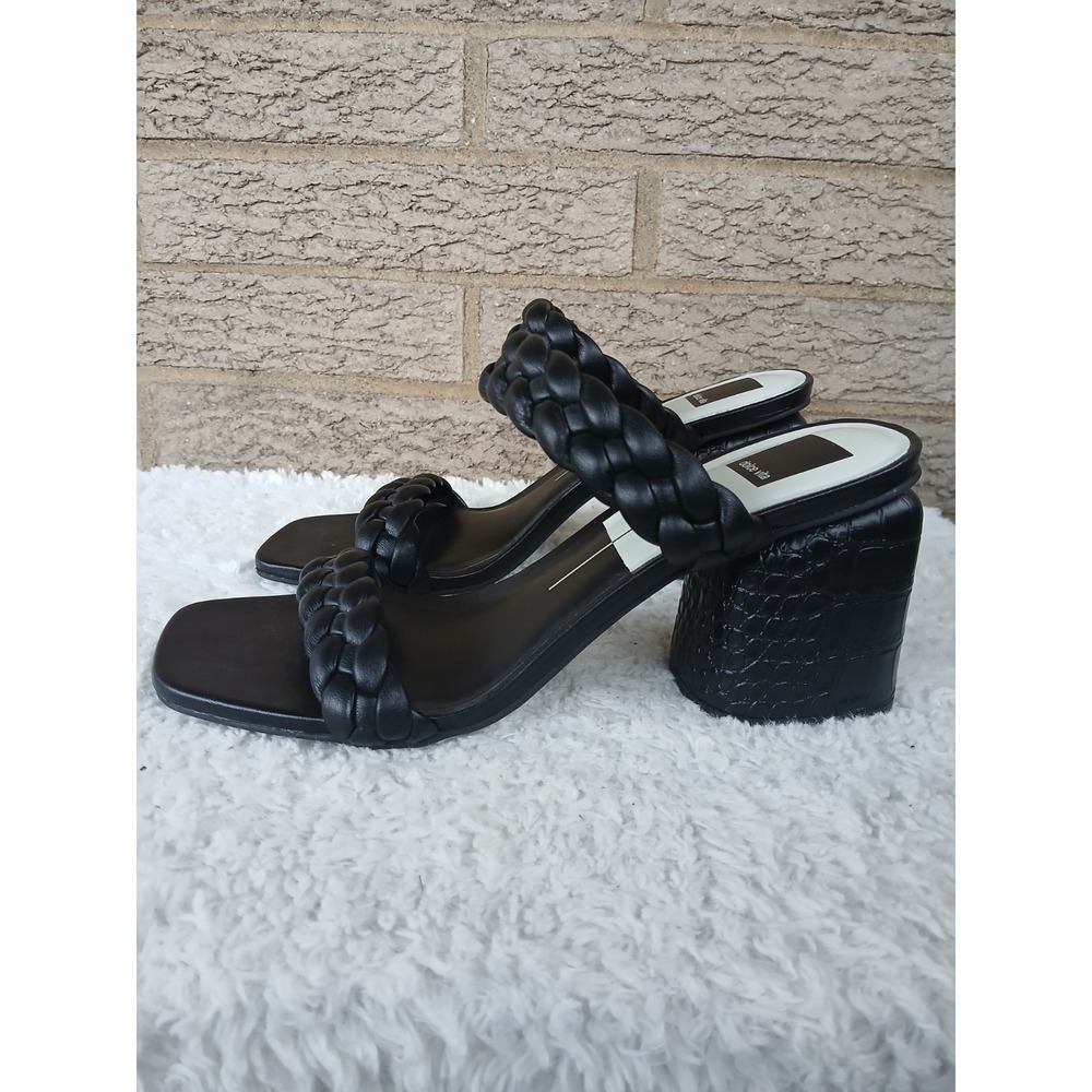 Dolce Vita Women's Paily Braided Croc Embossed Block Heel Sandals Sz 9.5